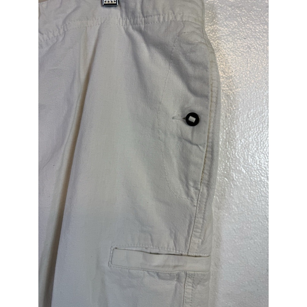 Y2K Express Linen Blend Drawstring Pants Men XL Beige Button Fly Wide Leg Beach - Picture 5 of 10